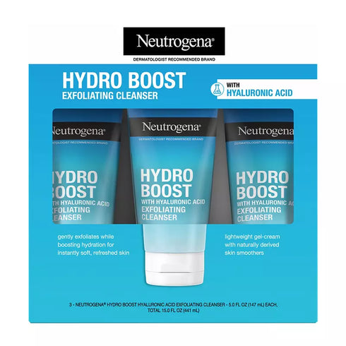 Neutrogena Hydro Boost Exfoliating Cleanser, Triple Pack 5 fl oz Each