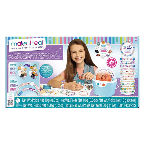 Make It Real Polish & Shine Deluxe Bead Tumbler Set – Jewelry Making & Bead Polishing Kit for Kids