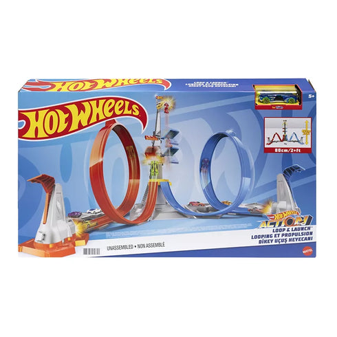 Hot Wheels Loop & Launch Track Set – High-Speed Looping Action, Precision Launcher & Stunt Play for Kids