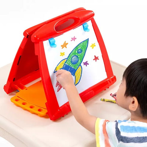 Crayola Art-To-Go Table Easel Magnetic Set, 128pc – Portable Kids Art Station with Easel, Magnets, and Creative Supplies