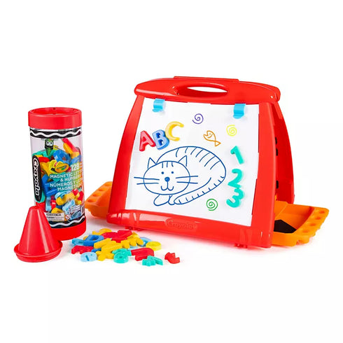 Crayola Art-To-Go Table Easel Magnetic Set, 128pc – Portable Kids Art Station with Easel, Magnets, and Creative Supplies