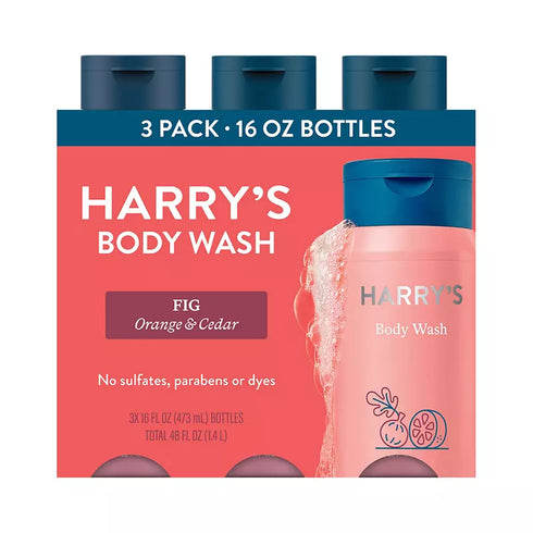 Harry's Fig Scented Body Wash for Men, Triple Pack