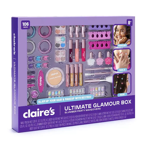 Claire’s Girls Ultimate Glamour Box – 106-Piece Beauty & Accessories Set for Kids