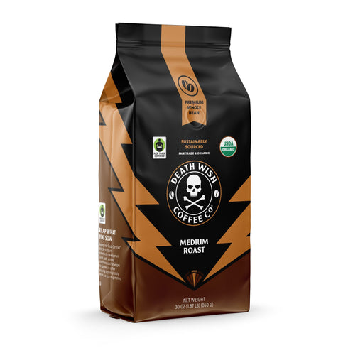 Death Wish Coffee, Organic, Medium Roast, Whole Bean, 30 oz.