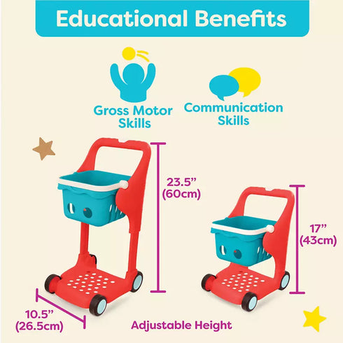 B. Toys Shop & Glow Toy Cart – Light-Up Shopping Cart with Play Food for Kids