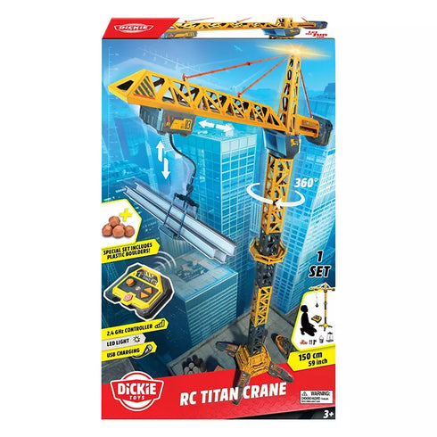 Dickie Toys Titan 59-Inch RC Crane with Accessories – Remote Control Construction Crane