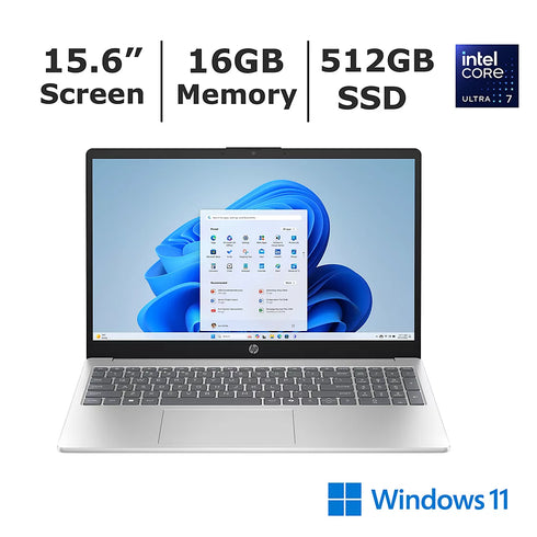 HP 15.6" FHD Touchscreen Laptop – Intel Core Ultra 7, 16GB RAM, 512GB SSD, Windows 11 with Microsoft Copilot