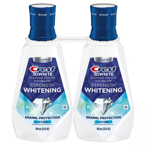 Crest 3D White Strength Whitening Mouthwash Wintermint, 2 Pack 946ml Each