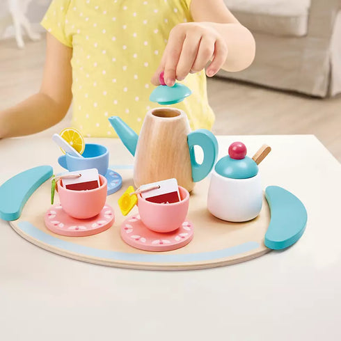 Hape Tea & Treats Tea Set – Wooden Pretend Play Tea Party Set for Kids