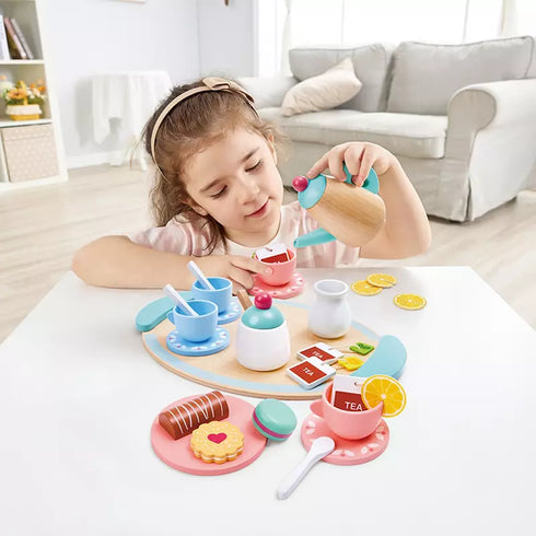 Hape Tea & Treats Tea Set – Wooden Pretend Play Tea Party Set for Kids