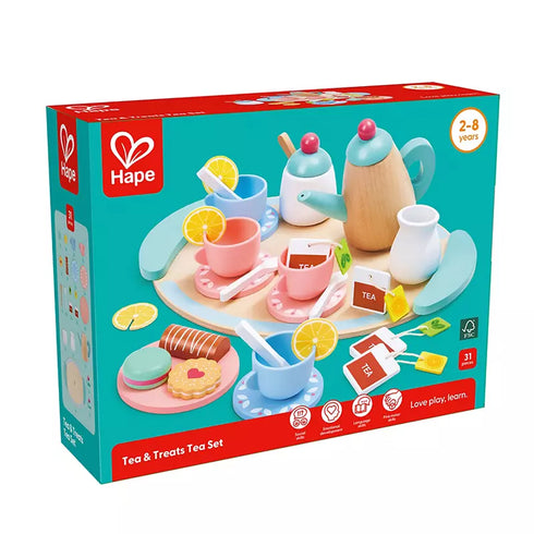 Hape Tea & Treats Tea Set – Wooden Pretend Play Tea Party Set for Kids