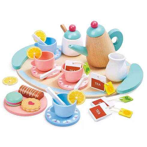 Hape Tea & Treats Tea Set – Wooden Pretend Play Tea Party Set for Kids