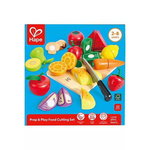 Hape Prep & Play Food Cutting Set – Wooden Pretend Play Kitchen Toy for Kids