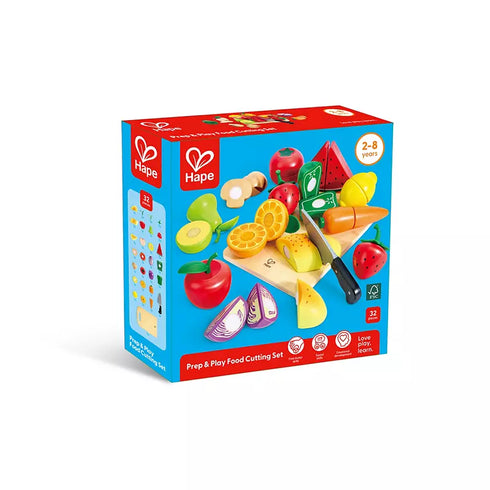 Hape Prep & Play Food Cutting Set – Wooden Pretend Play Kitchen Toy for Kids