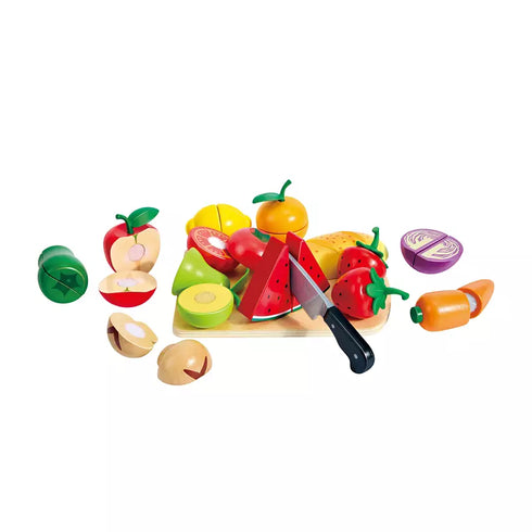 Hape Prep & Play Food Cutting Set – Wooden Pretend Play Kitchen Toy for Kids