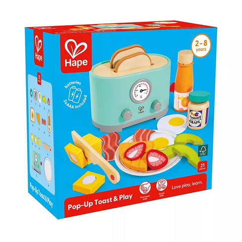 Hape Pop-Up Toast & Play – Wooden Pretend Breakfast Toaster Set for Kids