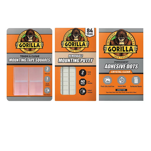 Gorilla Mounting Tape Variety Pack – Heavy-Duty Double-Sided Mounting Solutions