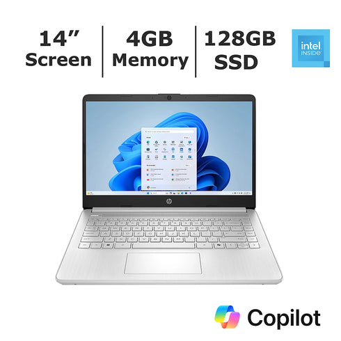 HP 14" Laptop – Intel N150, 4GB RAM, 128GB UFS Storage, Windows 11 + 1-Year Microsoft 365