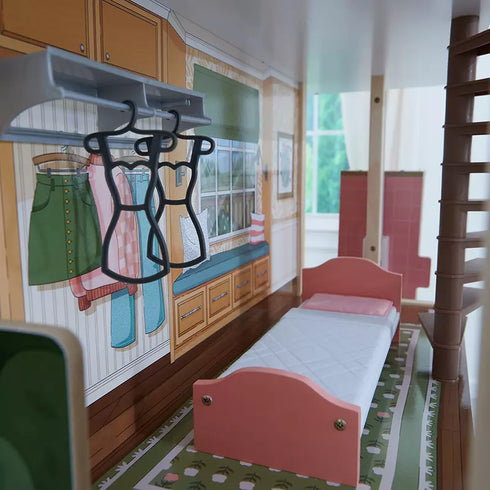 KidKraft Garden Party Dollhouse with Toy Car & 37-Piece Accessory Set – Multi-Level Wooden Dollhouse for Kids