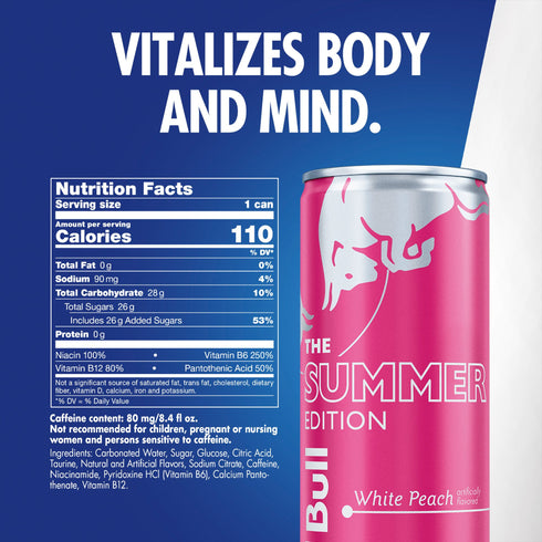 Red Bull Summer Edition Energy Drink White Peach Multi-Pack, 24 pk./8.4 fl. oz.