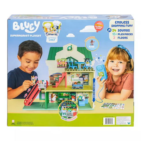 Bluey Let’s Play Chef Supermarket Playset – Pretend Grocery Store & Cooking Role-Play Set for Kids