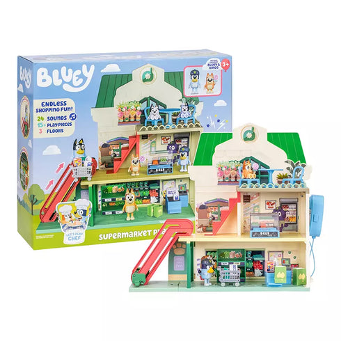 Bluey Let’s Play Chef Supermarket Playset – Pretend Grocery Store & Cooking Role-Play Set for Kids