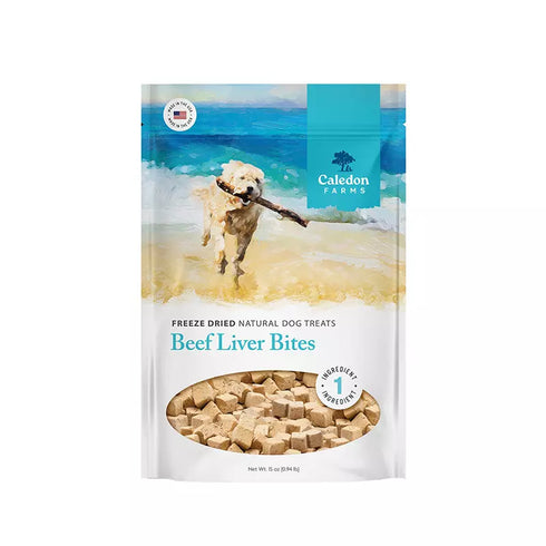 Caledon Farms Freeze-Dried Beef Liver Bites for Dogs, Natural Single-Ingredient Treats, 15 oz