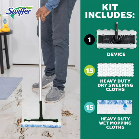 Swiffer Sweep and Mop Deluxe, 2-in-1 Floor Mopping and Sweeping Kit