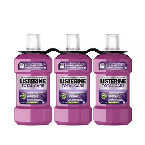 Listerine Total Care Anticavity Fresh Mint Mouthwash, 3 Pack 1 Liter Each