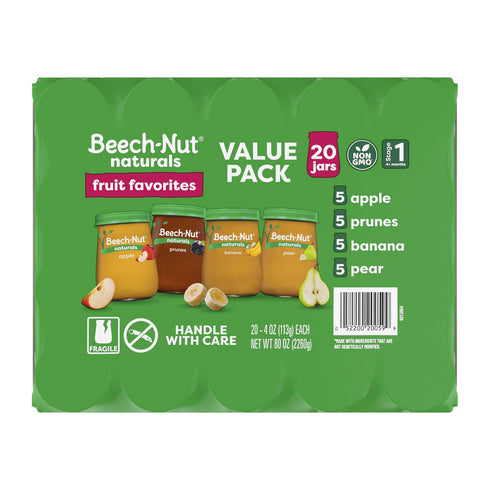 Beech-Nut Naturals Fruit Purees Stage 1 Baby Food Variety Pack, 20 pk./4 oz.