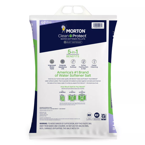 Morton Clean and Protect + Rust Defense Water Softener Salt Pellets, 44 lbs.