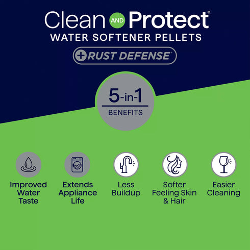 Morton Clean and Protect + Rust Defense Water Softener Salt Pellets, 44 lbs.