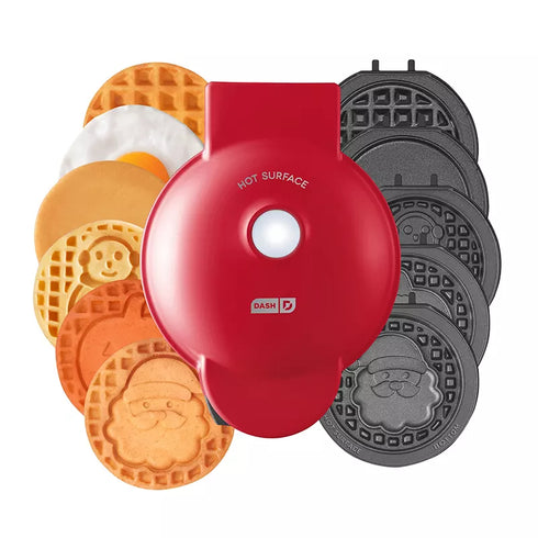 Dash Holiday MultiMaker Mini Waffle Maker with 7 Interchangeable Shape Plates