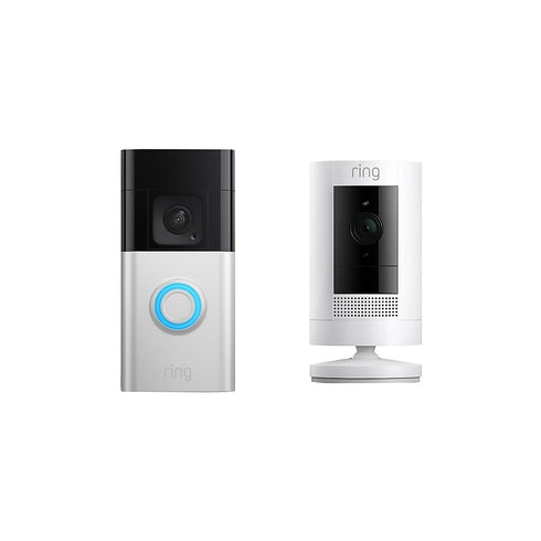 Ring Video Doorbell Plus with Outdoor Stick Up Cam – 1536p HD, Motion Detection, Two-Way Talk & Night Vision Bundle
