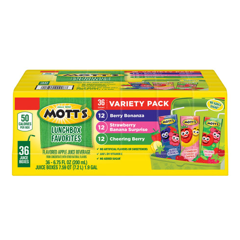 Mott's Lunchbox Favorites Juice Drink Variety Pack, Boxes, 36 pk./6.75 fl. oz.