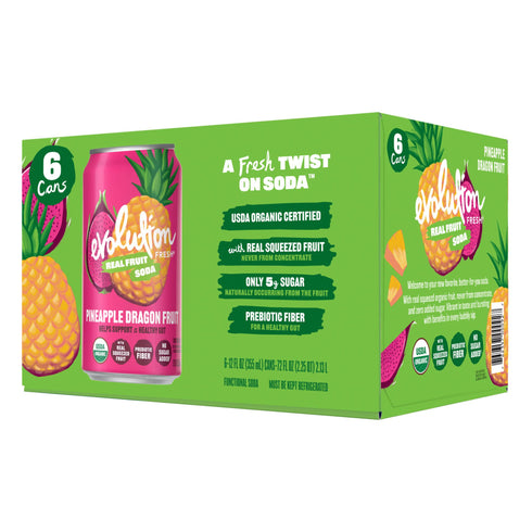 Evolution Fresh Organic Pineapple Dragon Fruit Real Fruit Soda, 6 pk./12 oz.