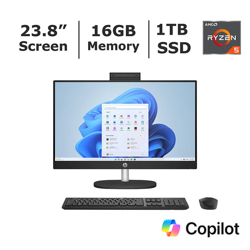 HP 23.8" All-in-One Desktop PC – Ryzen 5, 16GB RAM, 1TB SSD, Full HD Display & Microsoft Copilot