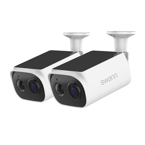 Swann Evo Wireless Outdoor 2K Security Cameras, 2-Pack – Solar Powered, Weatherproof, Motion Alerts & Local Storage