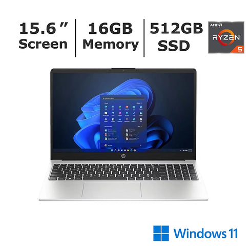 HP 255 G10 15.6" FHD Notebook, AMD Ryzen 5 Processor, 16GB Memory, 512GB SSD, Windows 11 Home