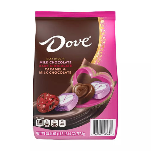 Dove Promises Milk & Dark Chocolate Valentines Day Gift Assortment, Bulk Candy Bag, 28.14 oz.