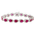 Pear Cut Lab Created Gemstone Halo Tennis Bracelet in Sterling Silver