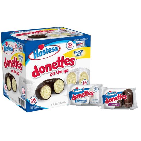 Hostess Donettes Variety Pack Donuts, Snack Size, 1.5 oz - 32 pack