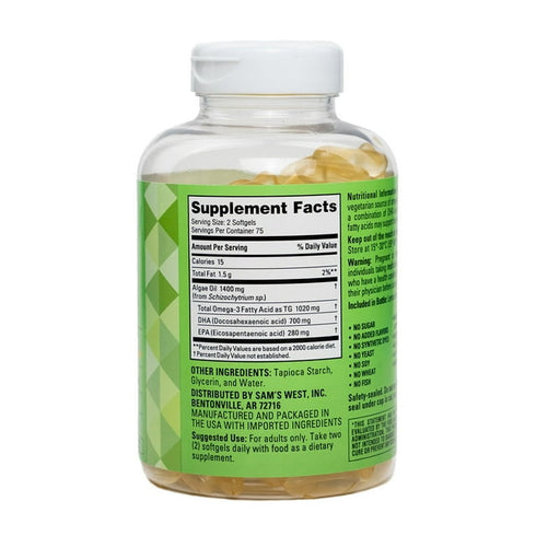 Vegan Omega-3 Softgels, 150 Count
