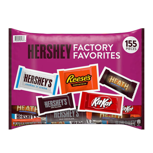HERSHEY’S Assorted Chocolate Factory Favorites, 155 Pc. Snack Size Candy | Bulk Chocolate Variety Pack
