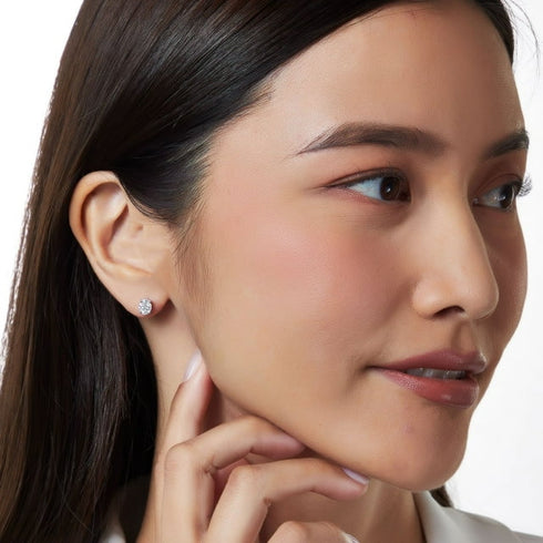 0.50 Carat Oval Shaped Diamond Stud Earrings in 14K Gold