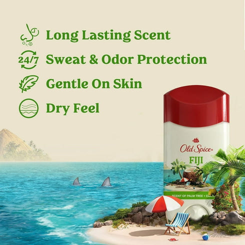 Old Spice Fiji Antiperspirant Deodorant Stick 2.6 oz, 4 Pack