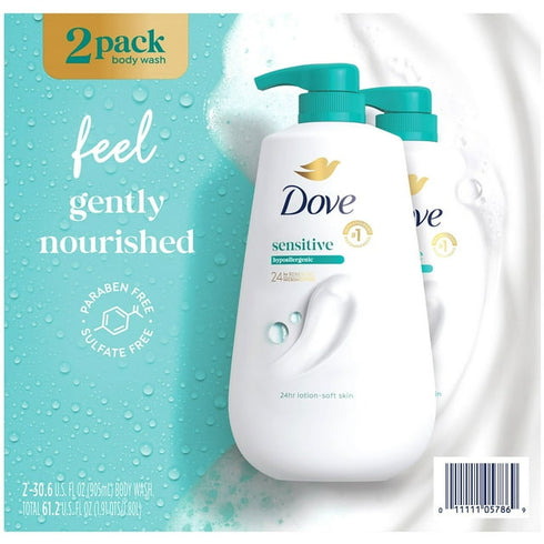 Dove Sensitive Skin Body Wash with Pump, 30.6 fl oz Twin Pack