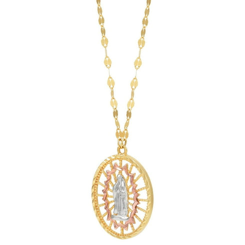 Our Lady of Guadalupe Pendant Necklace in Solid 14K Gold