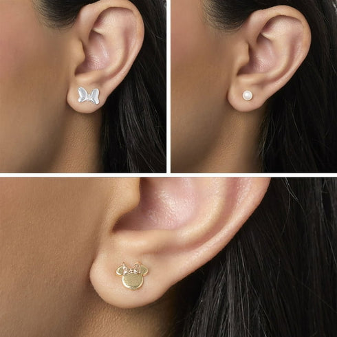 Disney Character Stud Earring Set in 14K Gold and Sterling Silver