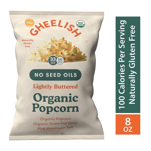 Gheelish Lightly Buttered Organic Popcorn, 8 oz